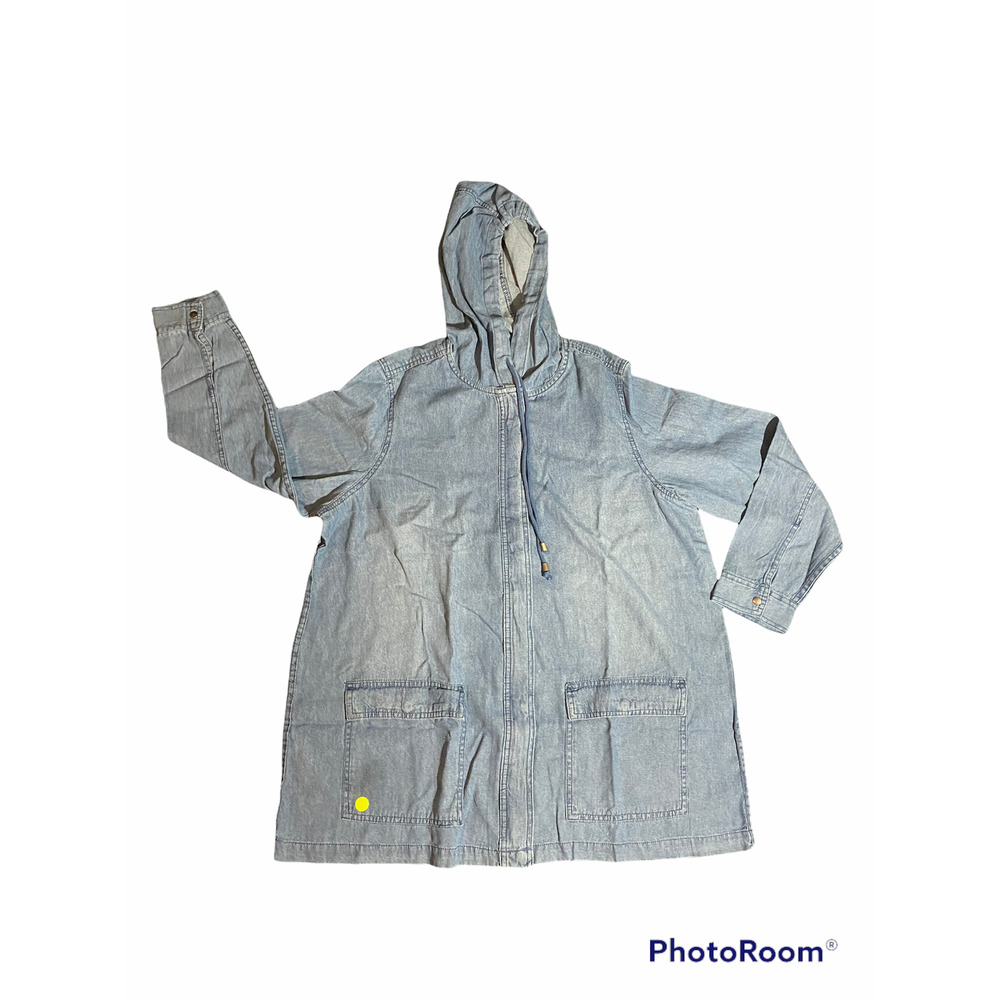 Woman Within Blue Denim Jacket Hoodie Plus Size 18/20